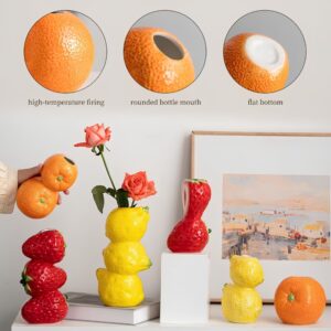 Fruit Shape Ceramic Vase – Unique Strawberry & Lemon Aesthetic Decor - Image 5