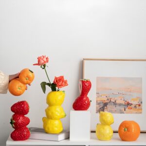 Fruit Shape Ceramic Vase – Unique Strawberry & Lemon Aesthetic Decor - Image 7