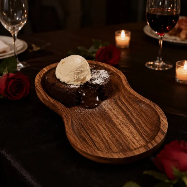 Acacia wood serving tray for kitchen and dining table use