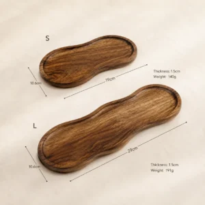 Rustic oval wooden serving tray made from acacia wood