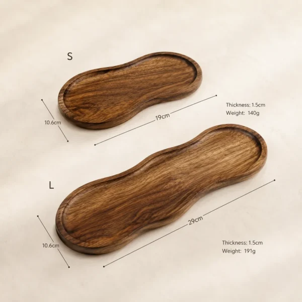 Rustic oval wooden serving tray made from acacia wood