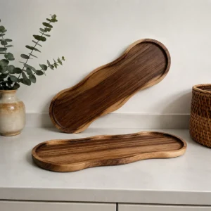 Premium acacia wood tray for breakfast and coffee serving