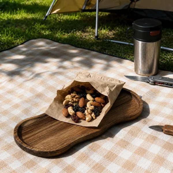 Minimalist acacia wood tray for modern dining table presentation