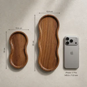 Acacia wood kitchen tray for serving food and beverages