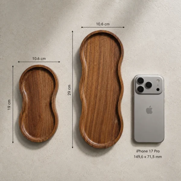 Acacia wood kitchen tray for serving food and beverages
