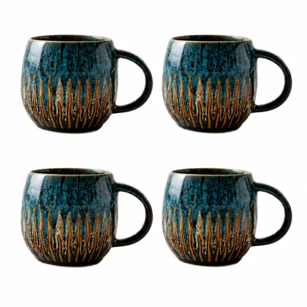 Stoneware style ceramic mug set for coffee lovers