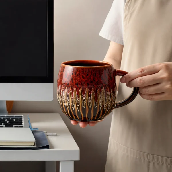 Modern ceramic mug set with natural handmade texture