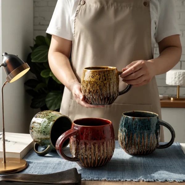 Artisan style ceramic coffee cups for modern kitchens