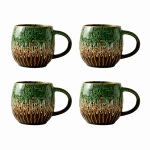 Handcrafted look ceramic mugs for latte and cappuccino