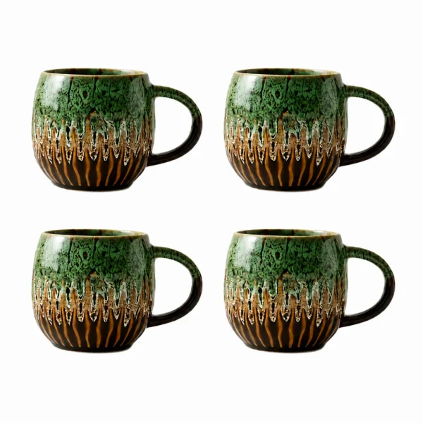 Handcrafted look ceramic mugs for latte and cappuccino