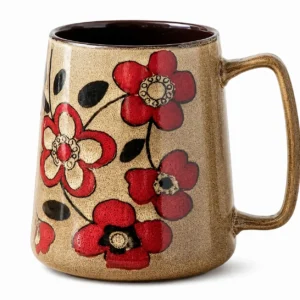 Plastic-free ceramic floral mug for modern mindful living