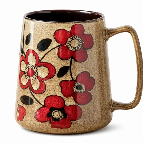 Plastic-free ceramic floral mug for modern mindful living