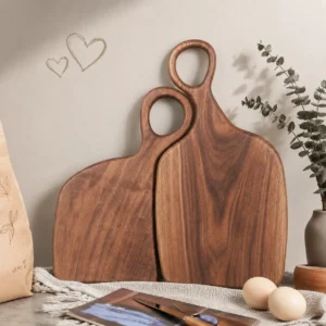 Walnut wood cutting boards for food preparation and serving