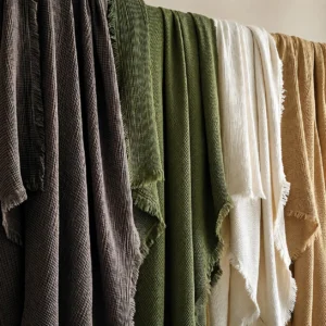 Textured cotton throw blanket for modern boho home decor