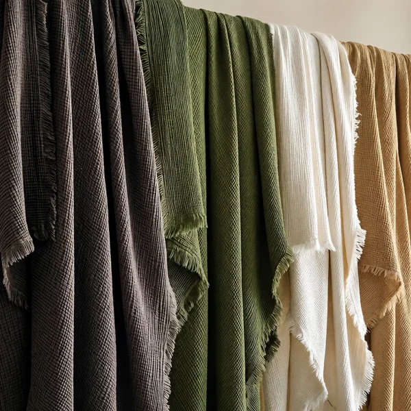 Textured cotton throw blanket for modern boho home decor