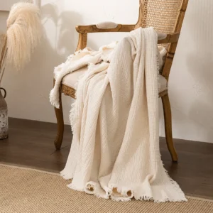 Cotton sofa throw blanket with soft breathable fabric