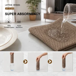 Soft cotton kitchen towels with honeycomb weave texture