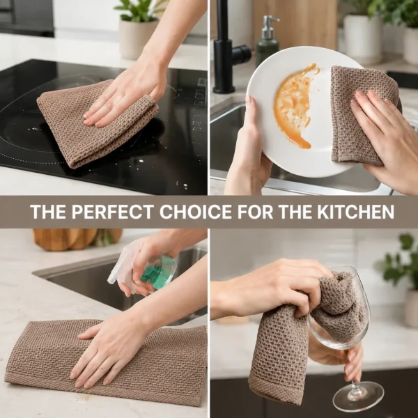 Honeycomb weave cotton towels for modern kitchen use