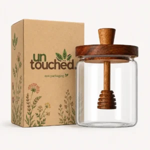 Glass honey container for modern kitchen and dining table use