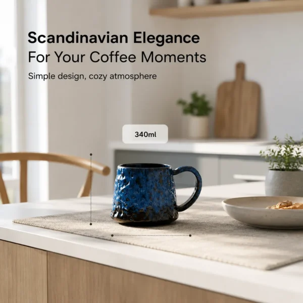 Minimal ceramic mugs set with glazed artisan-inspired finish