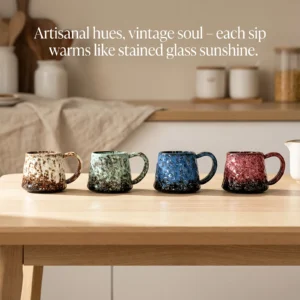 Ceramic coffee mug set with smooth glazed stoneware finish