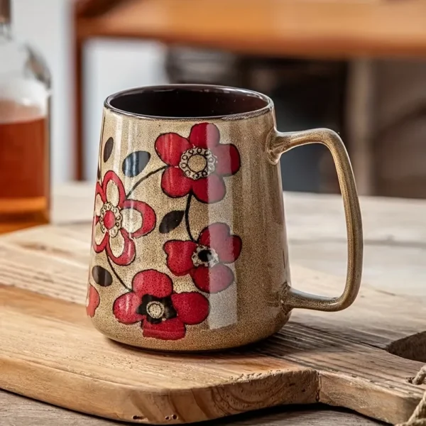 Microwave safe floral ceramic mug for daily hot drinks