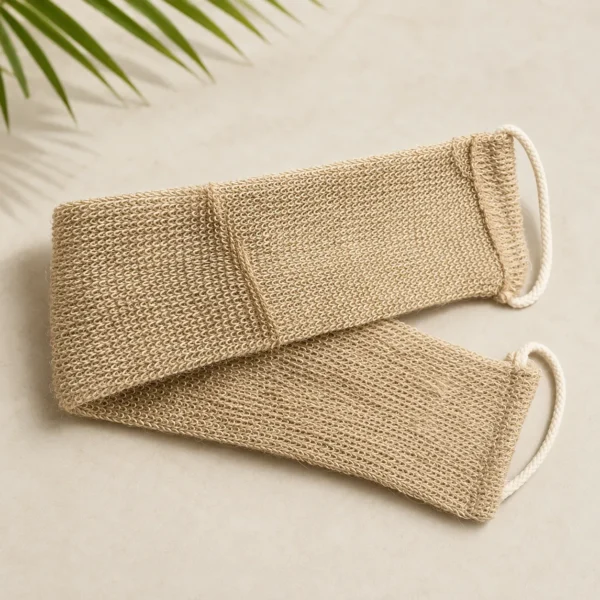 Natural jute and ramie bath back scrubber strap for exfoliation