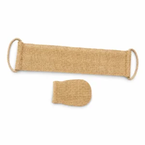 Plastic-free bath scrub strap made from natural plant fibers