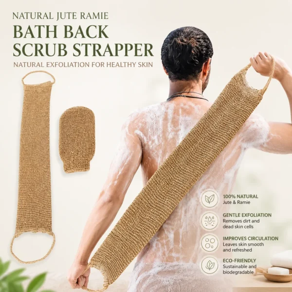 Exfoliating jute body scrubber for back and body cleansing
