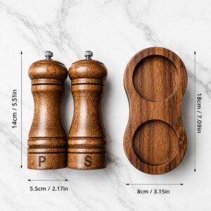 Wooden Pepper & Salt Grinders – Refillable Spice Mill with Ceramic Mechanism 3in1 - Image 5