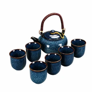 Traditional Japanese tea set with filter teapot